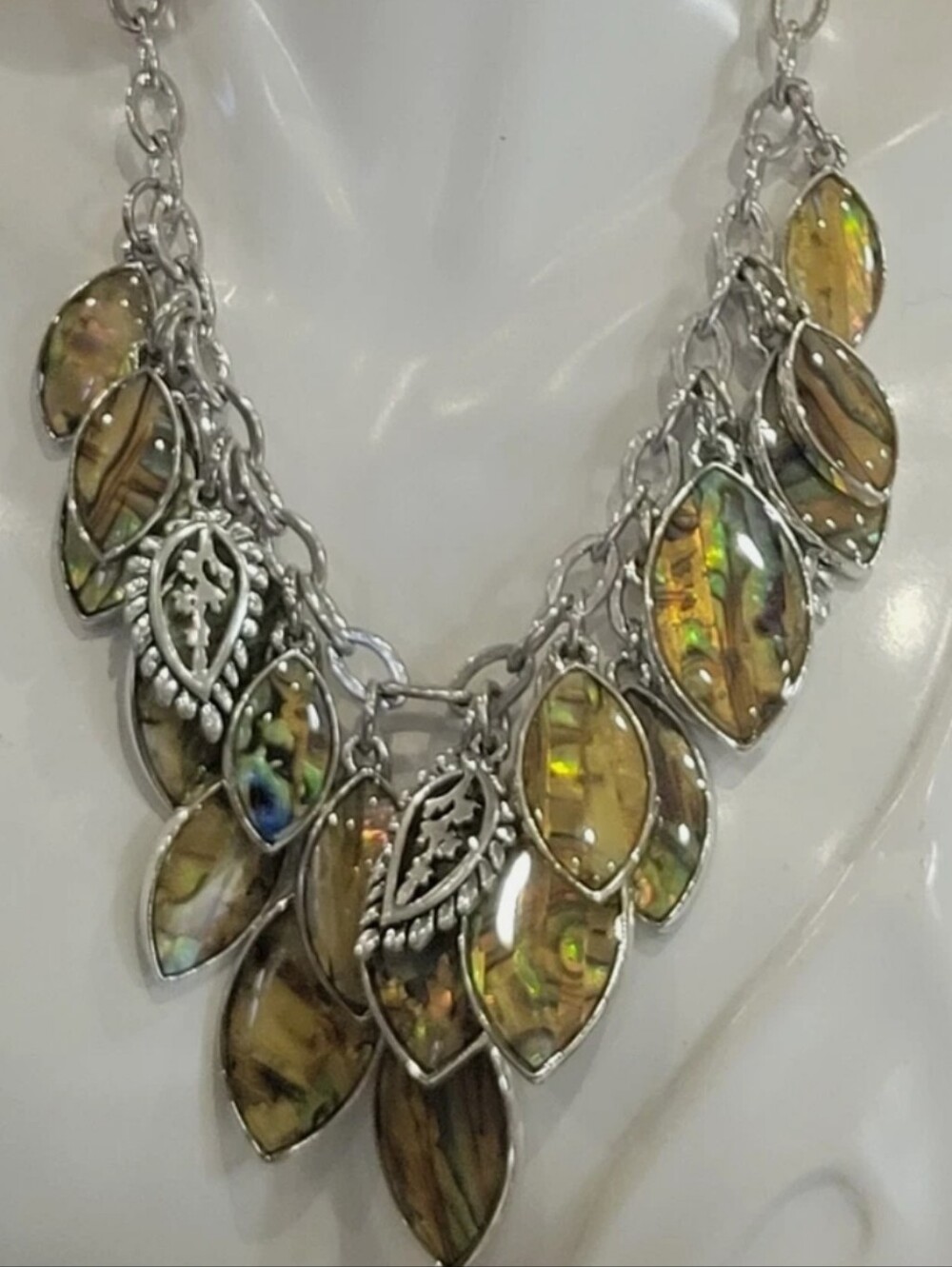 Abalone Leaf Statement Necklace